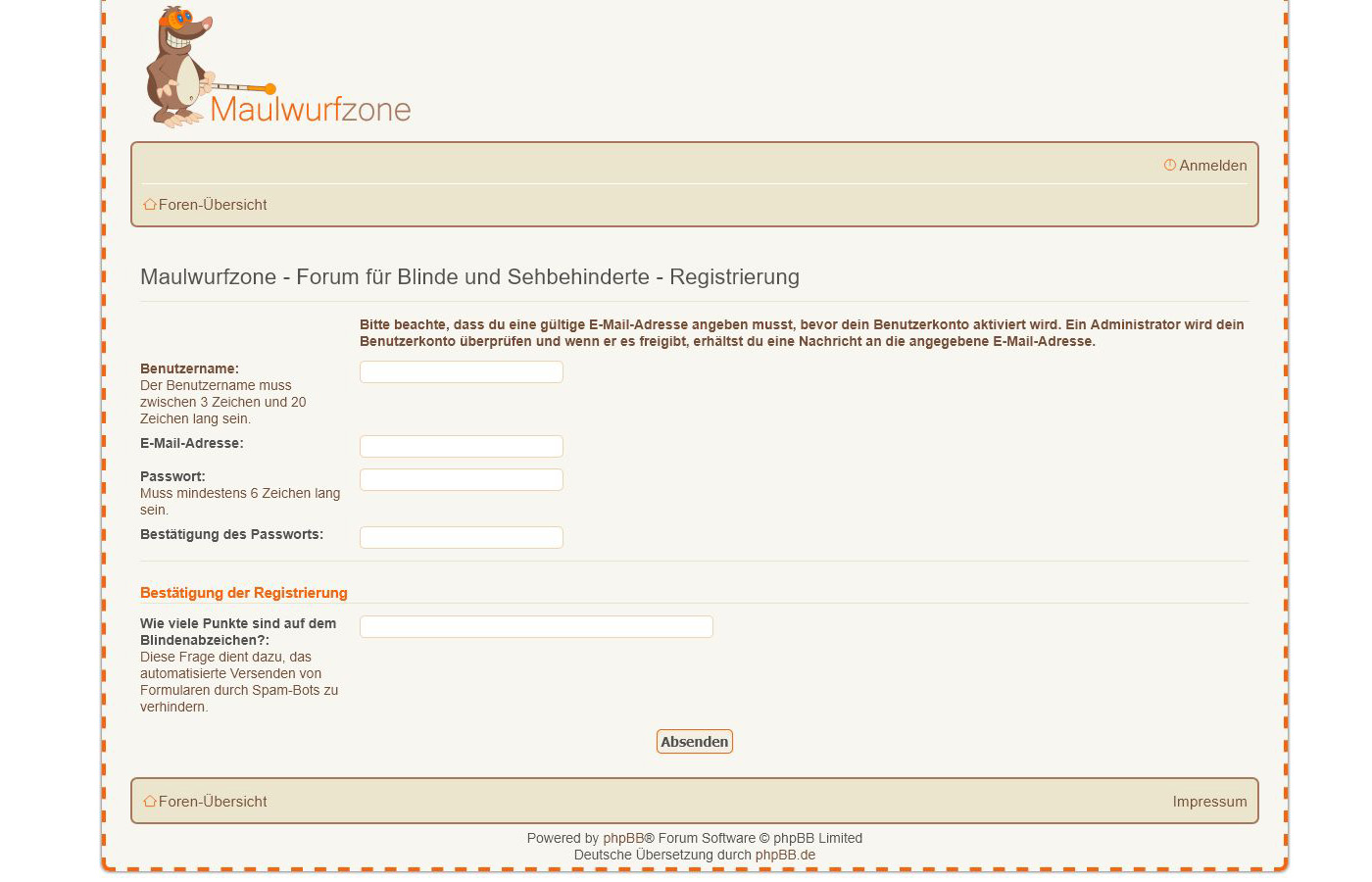 Vereinfachter Registrierungsprozess