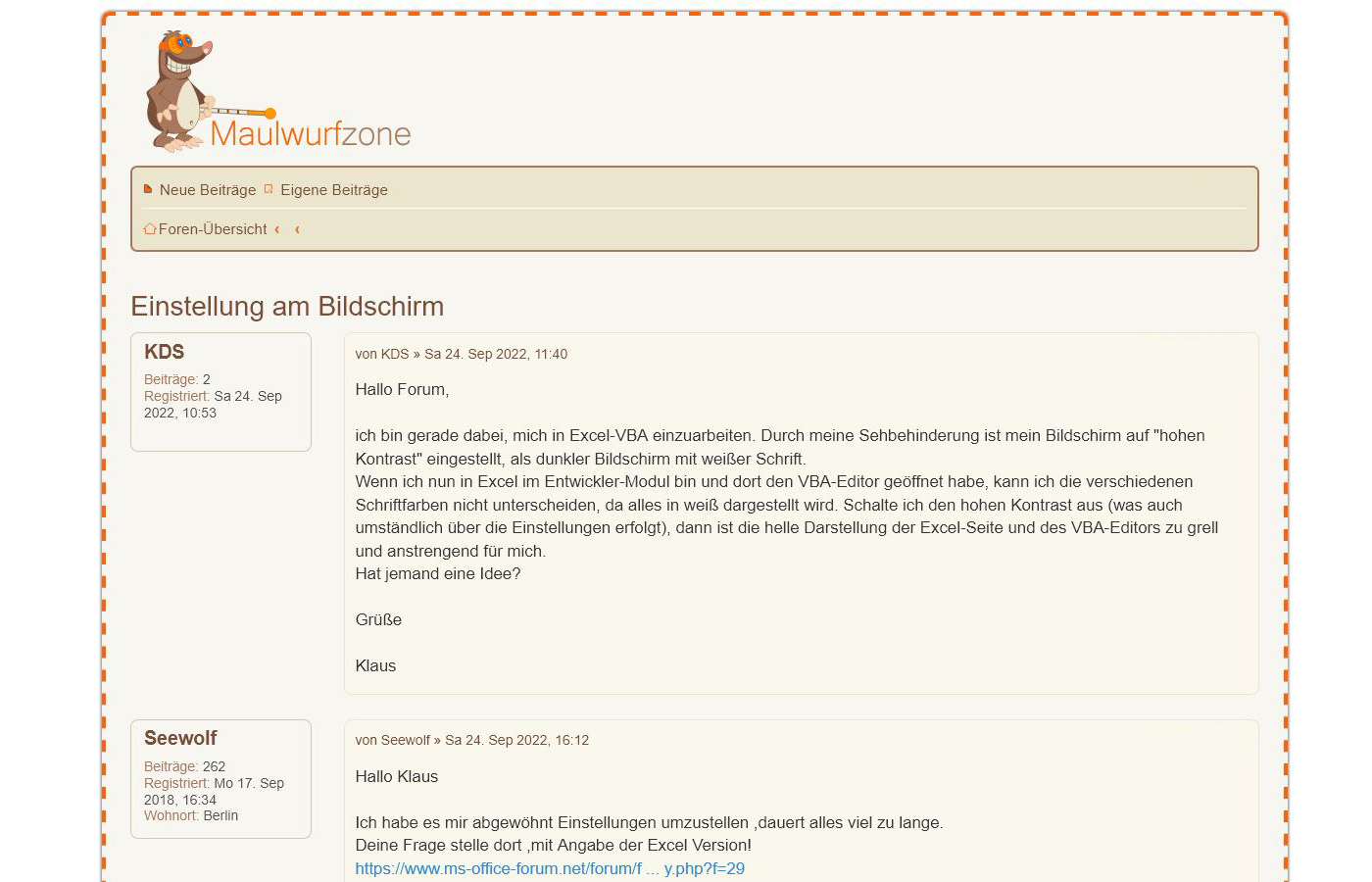Thread-Ansicht mit zugänglicher Navigation